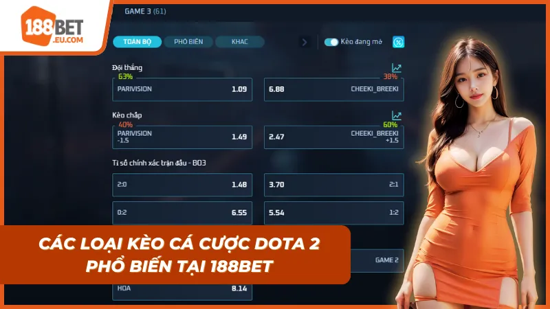Bảng kèo Dota 2 rõ ràng, dễ đọc tại 188BET